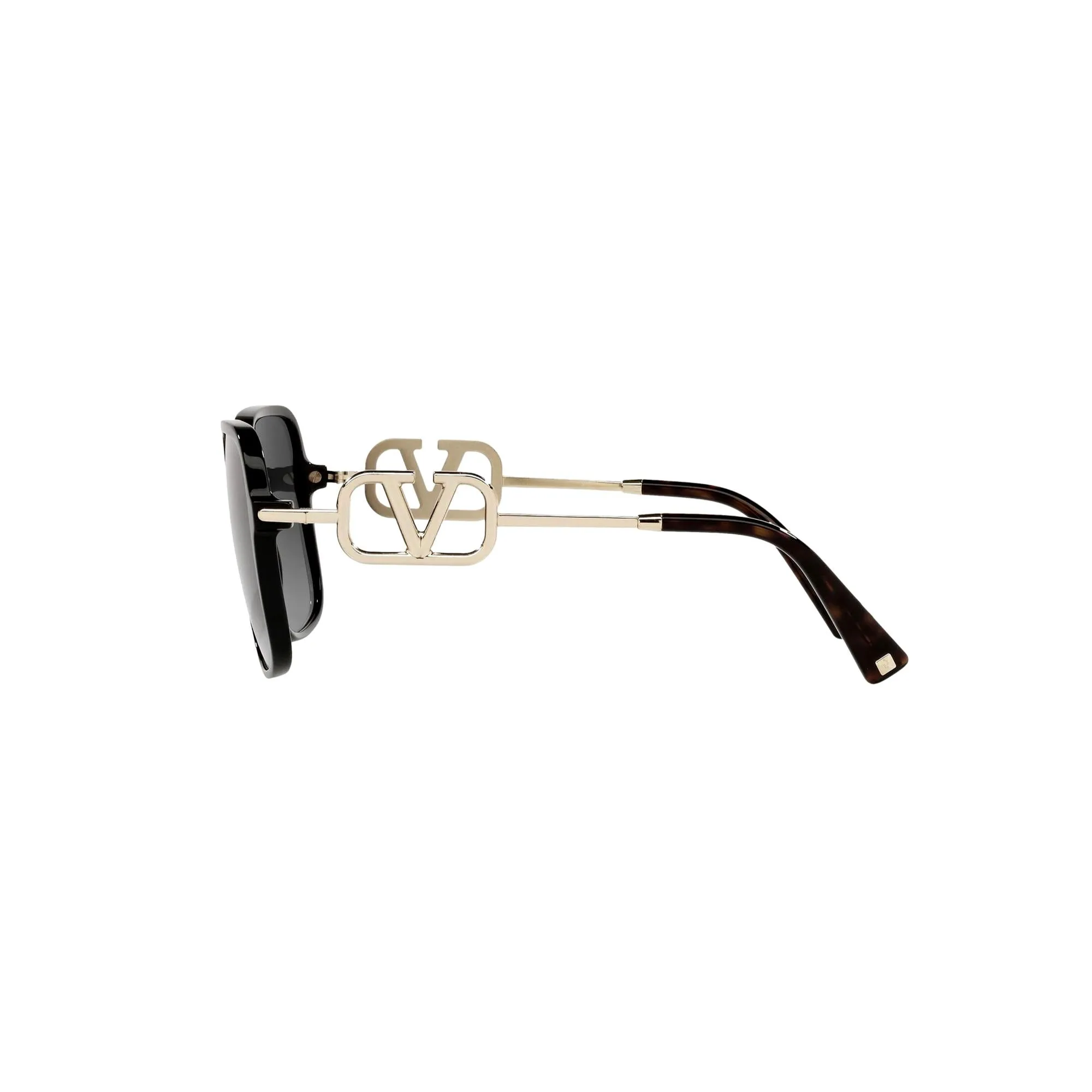 Valentino Garavani V Logo Gold Black Square Frame Sunglasses