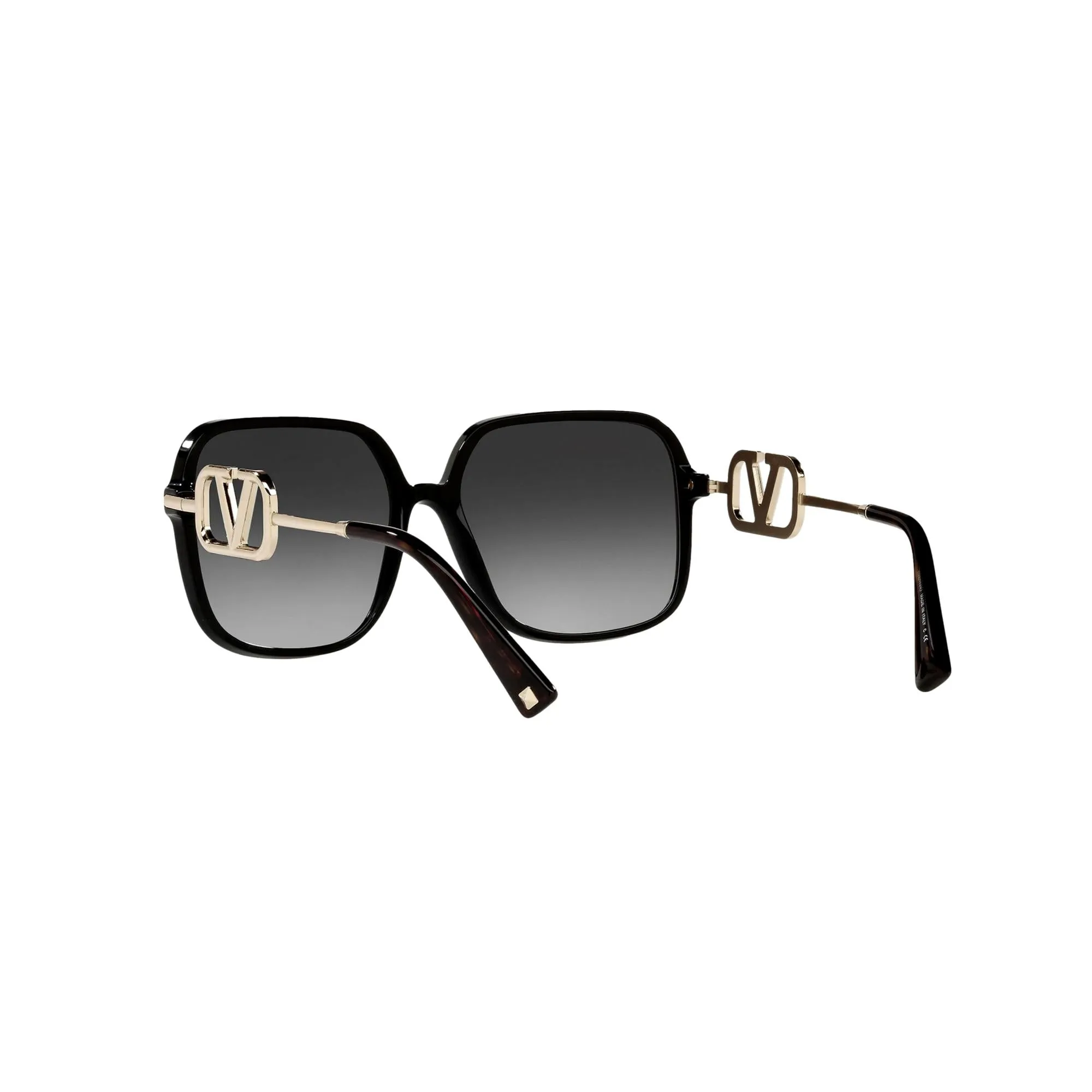 Valentino Garavani V Logo Gold Black Square Frame Sunglasses