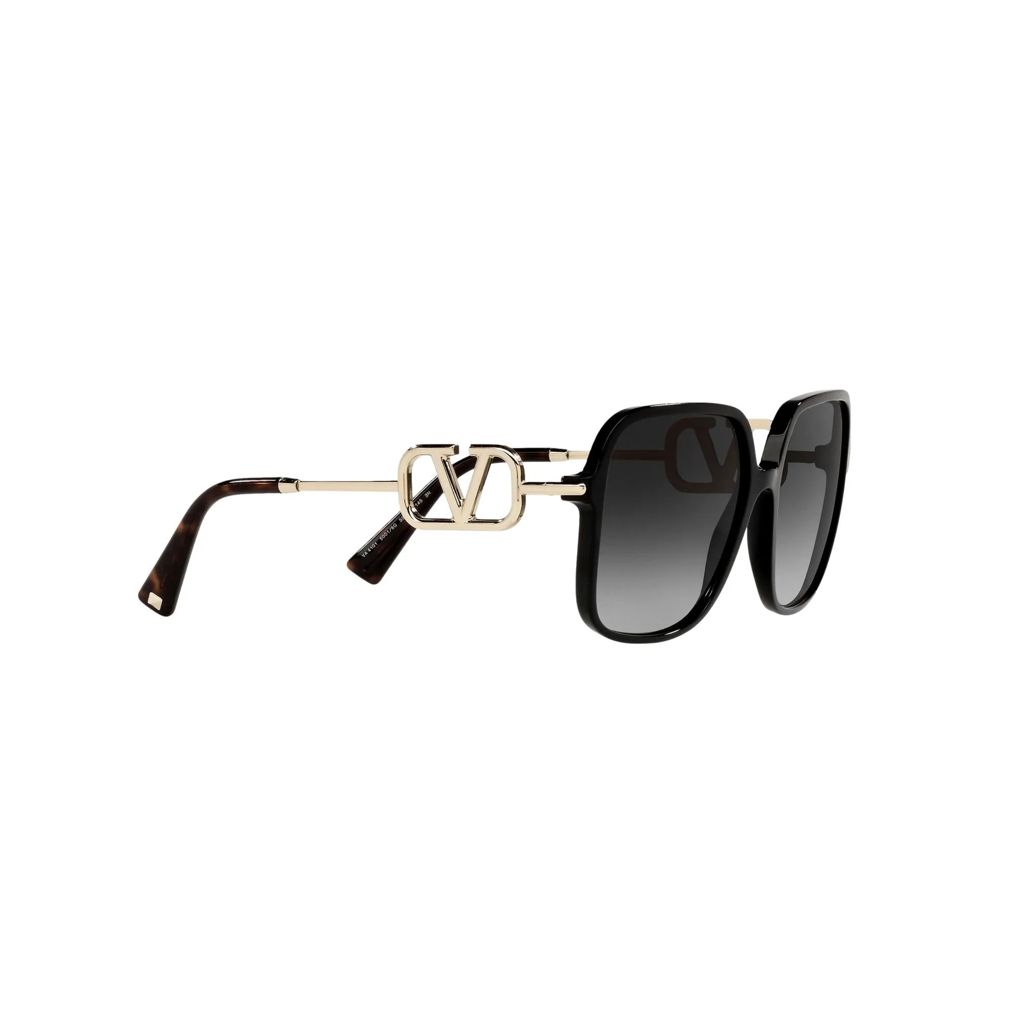 Valentino Garavani V Logo Gold Black Square Frame Sunglasses