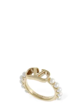 Valentino Garavani   V logo signature faux pearl ring 