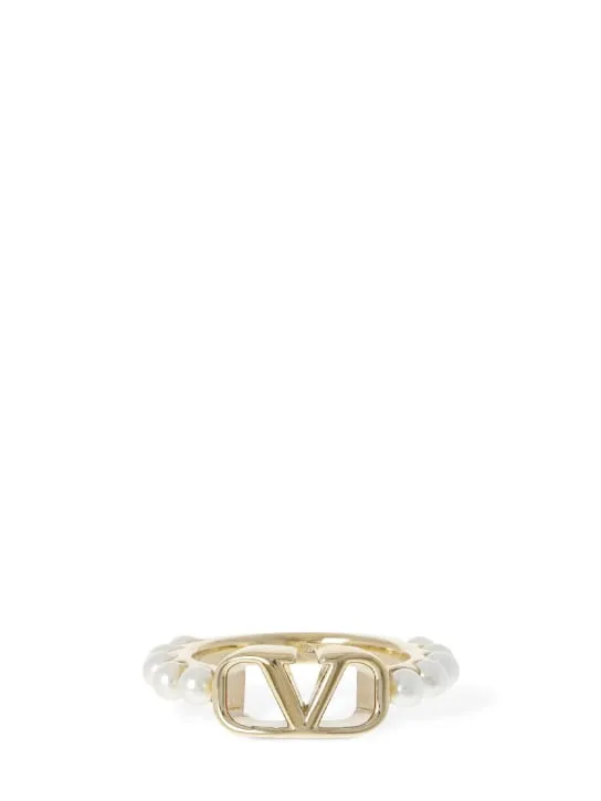 Valentino Garavani   V logo signature faux pearl ring 