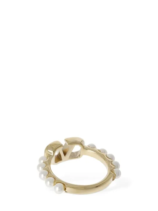 Valentino Garavani   V logo signature faux pearl ring 