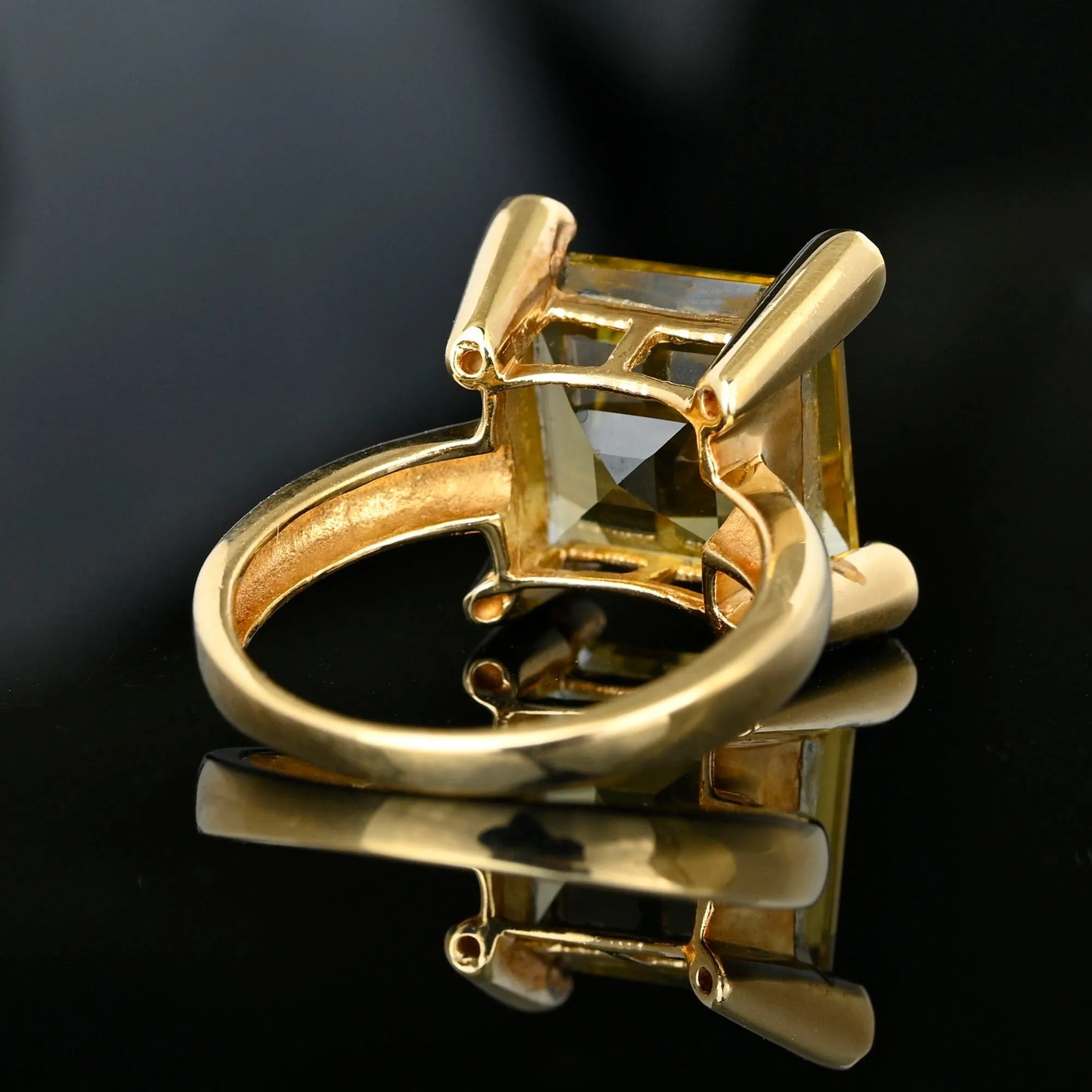 Vintage Diamond Heart Accent Square Step Cut Citrine Ring