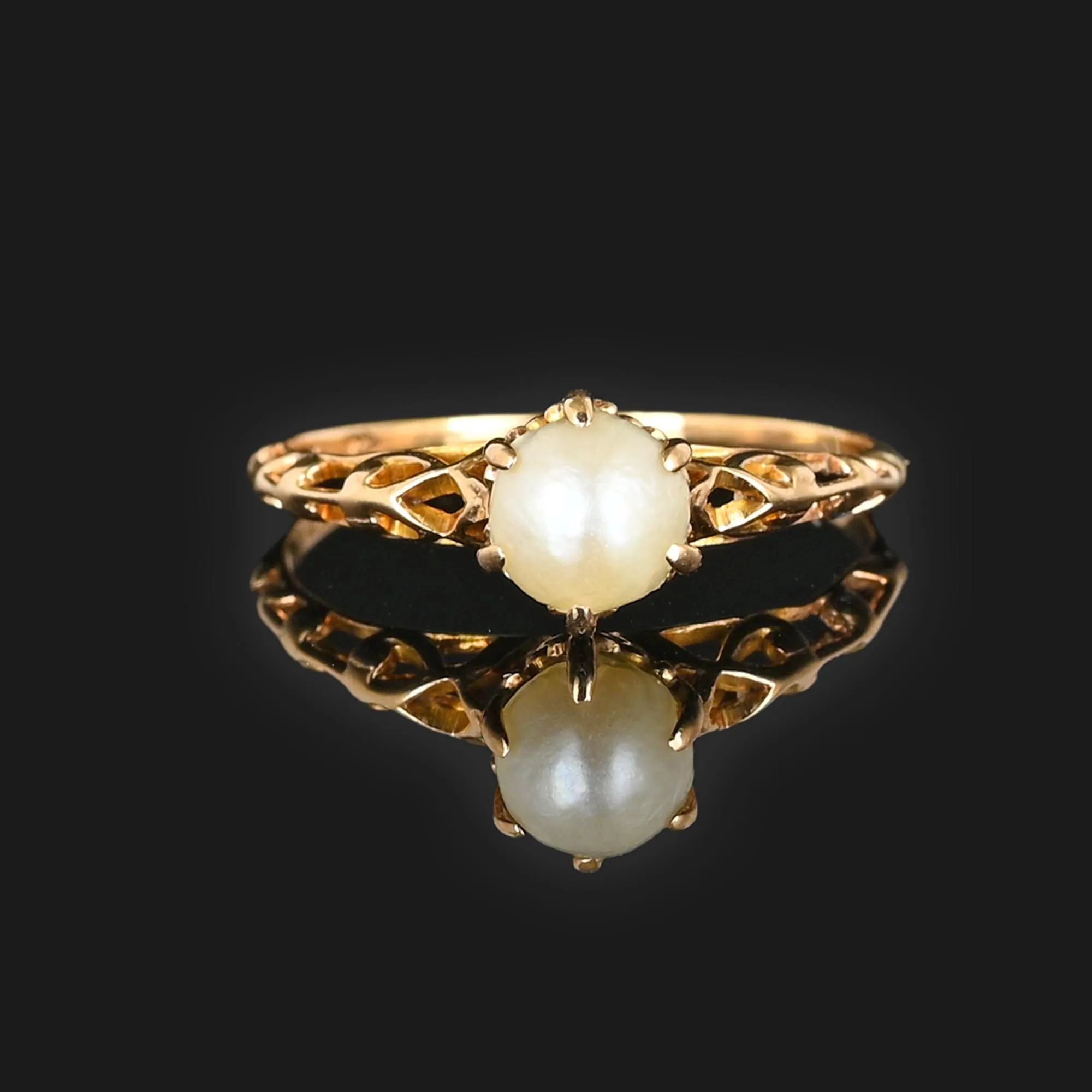 Vintage Gold Filigree Pearl Solitaire Ring