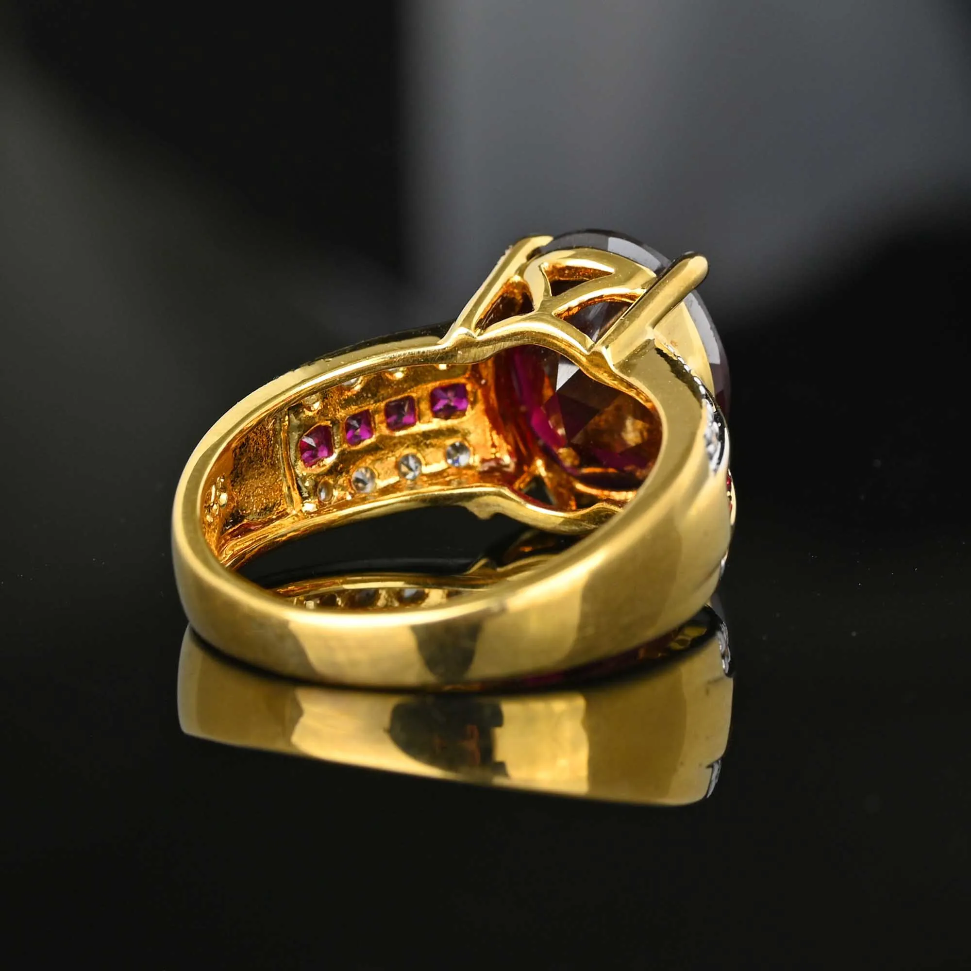 Vintage Gold Vermeil CZ Cushion Cut Ruby Ring