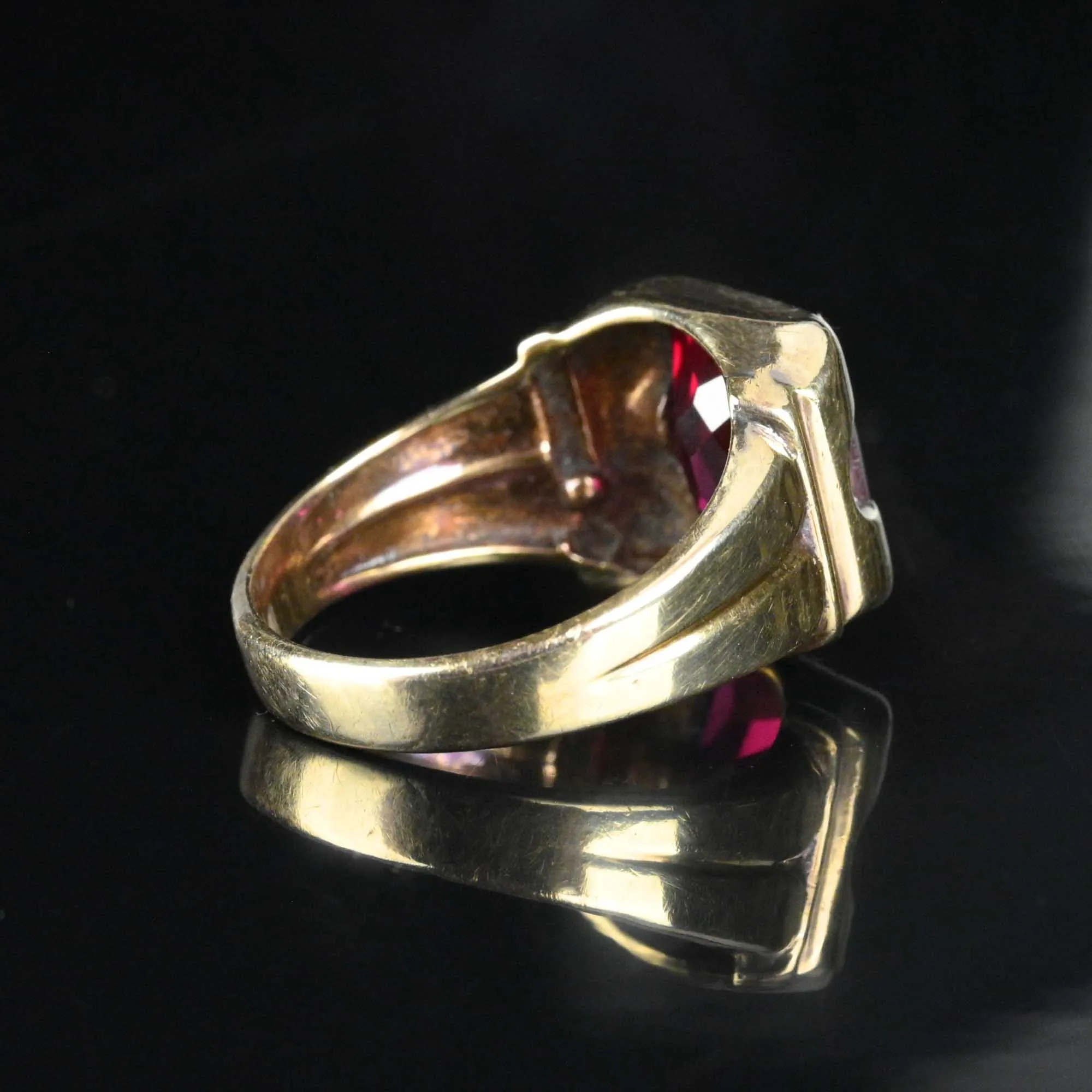 Vintage Mens Art Deco Ruby Signet Ring