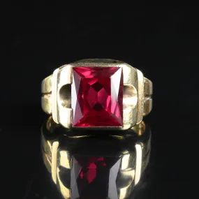 Vintage Mens Art Deco Ruby Signet Ring