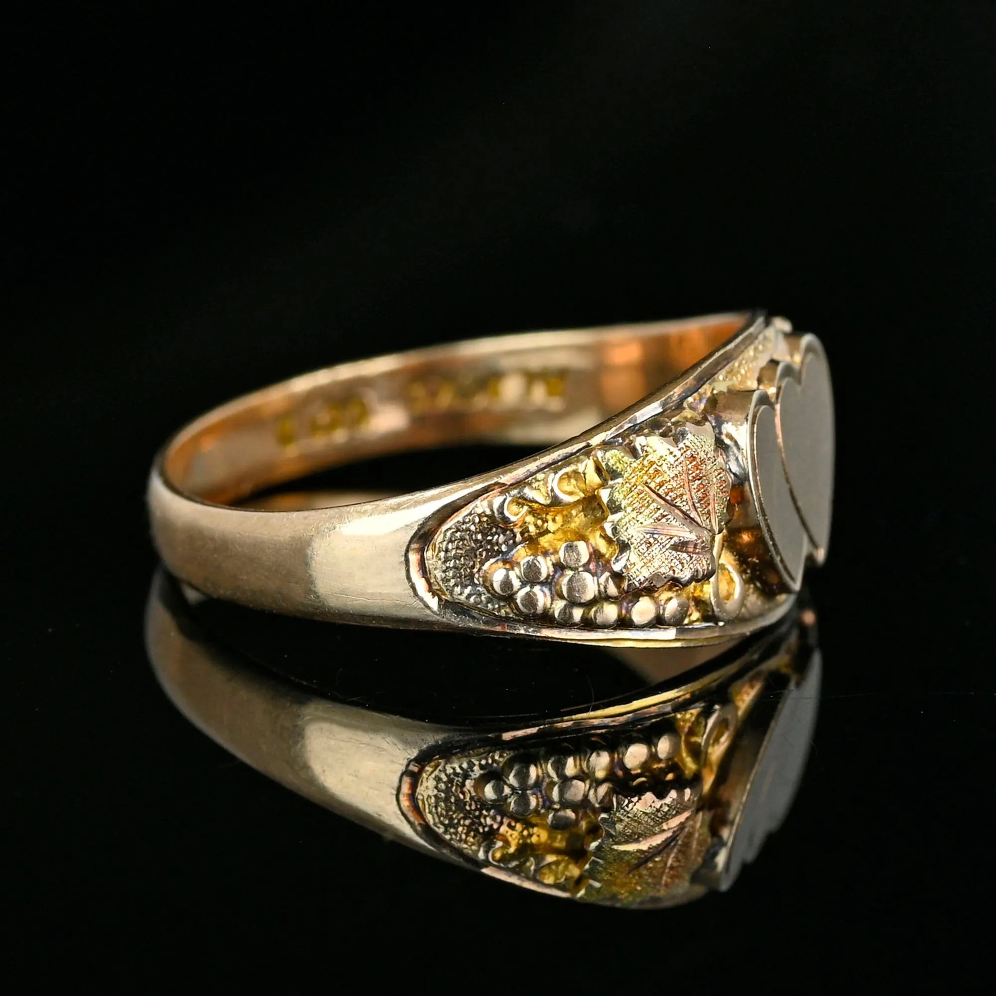 Vintage Rose and Yellow Gold Double Heart Ring Band