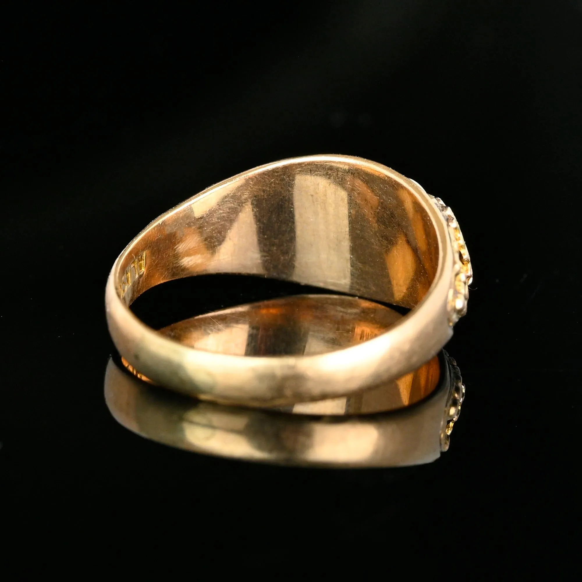 Vintage Rose and Yellow Gold Double Heart Ring Band