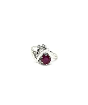 Vintage Ruby and Diamond Freeform Ring