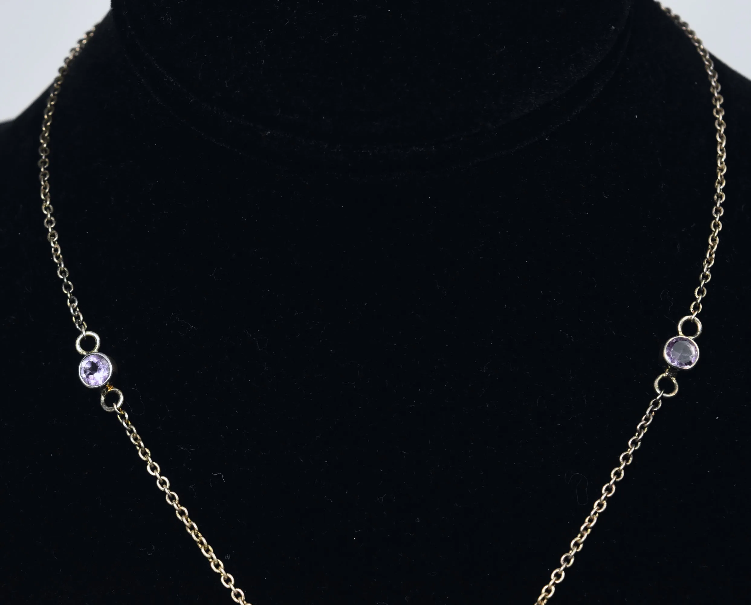 Vintage Sterling Silver Amethyst and Citrine Chain Necklace