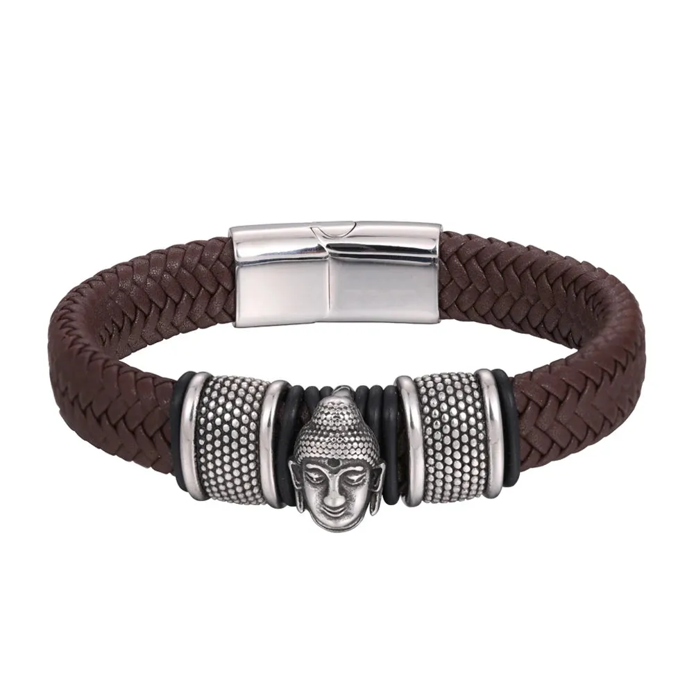 Vishnu Shakyamuni Buddha Leather Bracelet for Men & Women