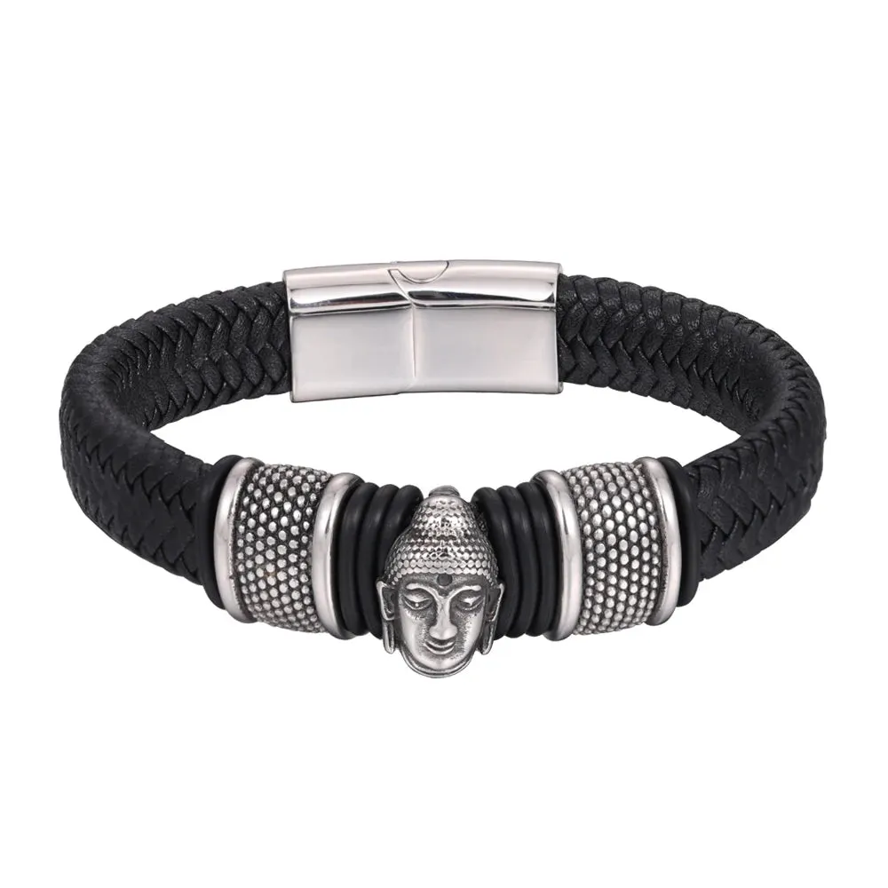 Vishnu Shakyamuni Buddha Leather Bracelet for Men & Women