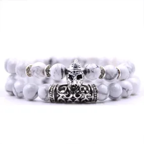 Volcanic Stone Tiger Eye DIY Bracelet Natural Stone Bracelet Set Alloy Helmet Combination Bracelet