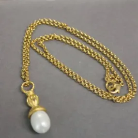 Weisinger Designs - N101P Matte Gold Necklace w/Pearl Bead