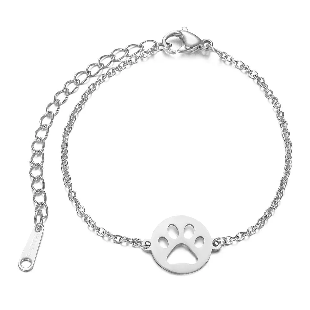 Women's Titanium Steel Paw Print Bracelet