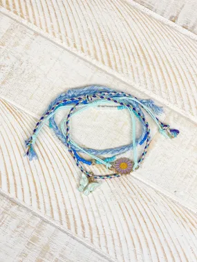 Woven Friendship Bracelet Stack - Blue