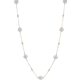 Yellow Gold Akoya "A" Pearls Brilliance Bead Necklace