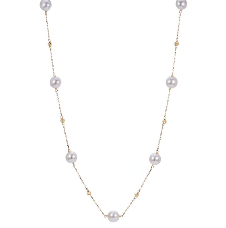 Yellow Gold Akoya "A" Pearls Brilliance Bead Necklace