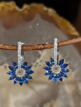 Zeghani Sapphire & Diamond Burst Hoops