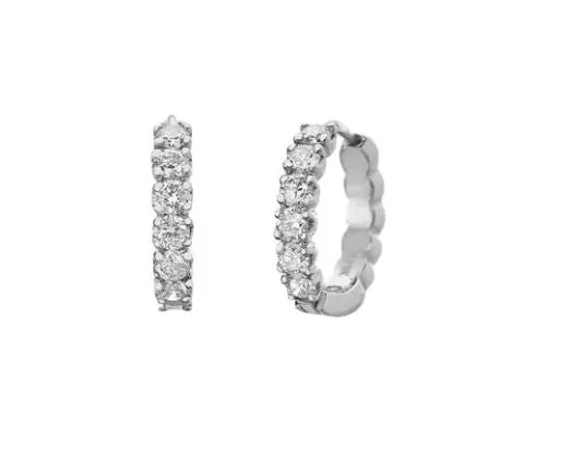 Zelda 0.25Ct Diamond Huggie Hoop Earrings in 18k White Gold